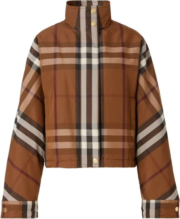 Burberry Ayton Check Pattern Zip-up Jacket Bruin