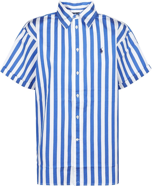 Ralph Lauren Short Sleeve Button Front Shirt Blue Blauw