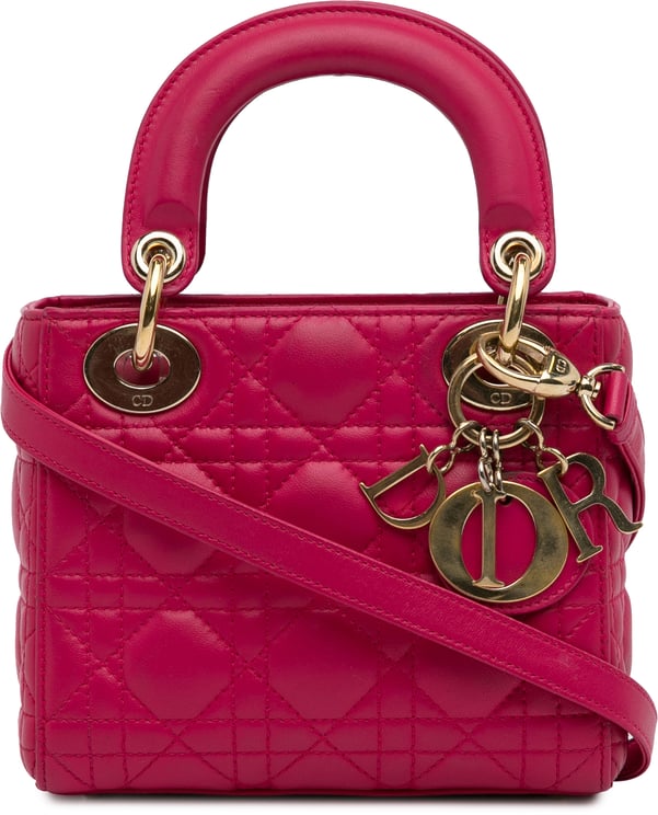 Dior Mini Lambskin Cannage Lady Dior Roze