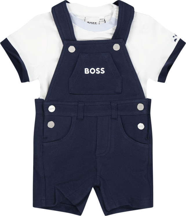 Hugo Boss Boss Baby Jongens Setje Navy Blauw
