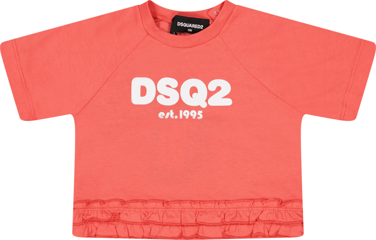 Dsquared2 Dsquared2 Baby Meisjes T-Shirt Koraal Rood