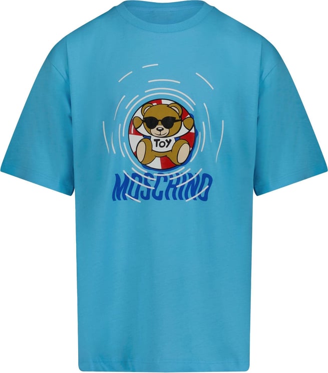 Moschino Moschino Kinder Unisex T-shirt Turquoise Blauw
