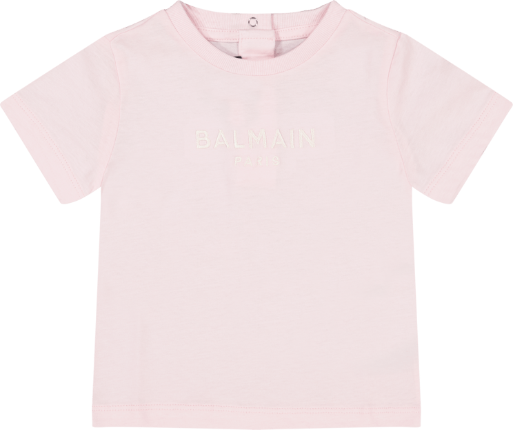 Balmain Balmain Baby Meisjes T-Shirt Licht Roze Roze