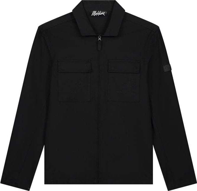 Malelions Malelions Men Cotton Zip Overshirt - Black Zwart