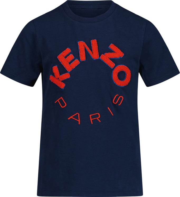 Kenzo Kenzo kids Kinder Jongens T-Shirt Navy Blauw