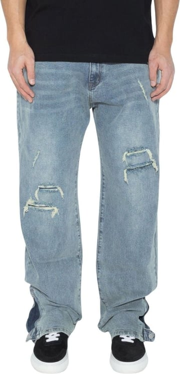 Don't Waste Culture Gaios Distressed zip flare jeans Blauw
