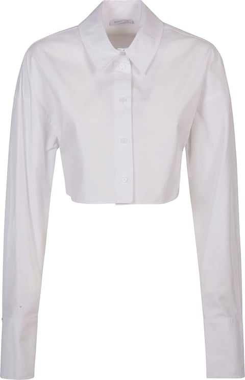 Patrizia Pepe Long Sleeve Cropped Shirt White Wit