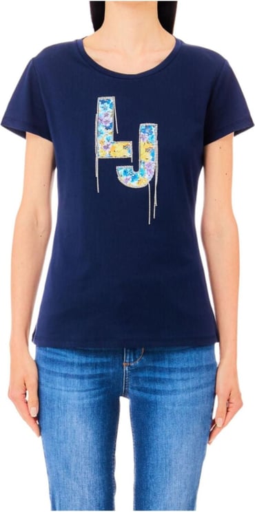 Liu Jo T-shirt Donna stampa logo leopardata Blauw