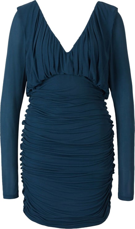 Saint Laurent Ruched Mini Dress Blauw