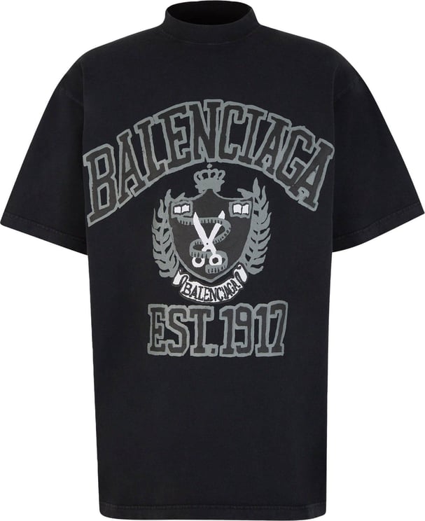 Balenciaga Cotton Printed T-Shirt Zwart