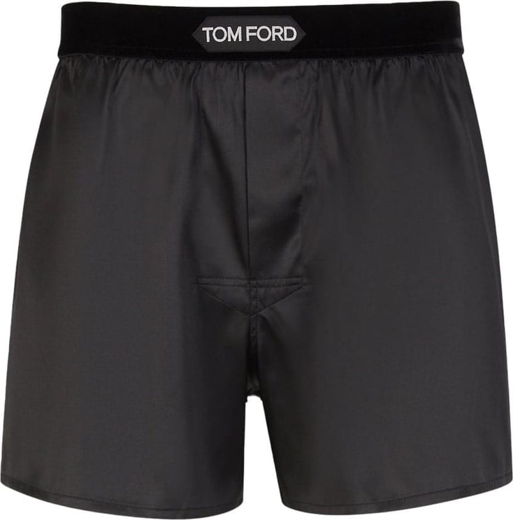 Tom Ford Logo Silk Boxer Zwart