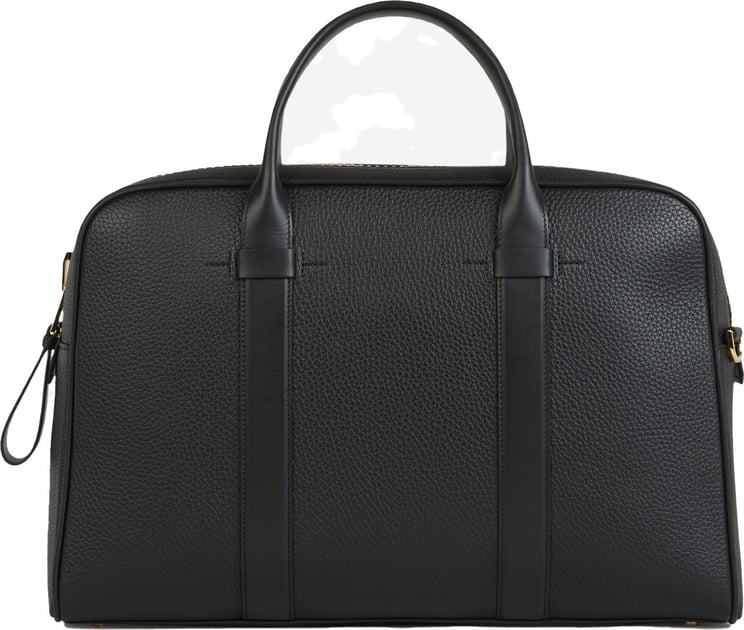Tom Ford Leather Zipper S Briefcase Zwart