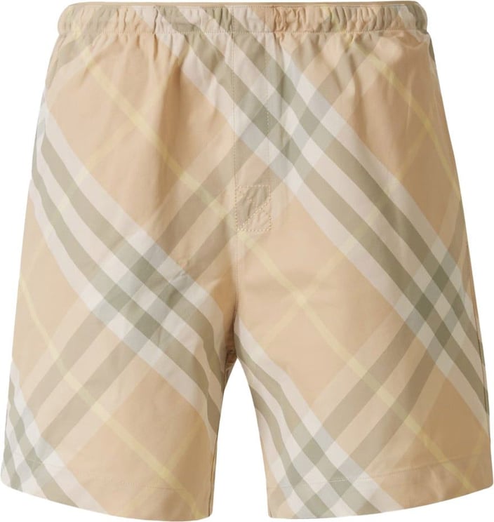 Burberry Checked Motif Swimsuit Beige