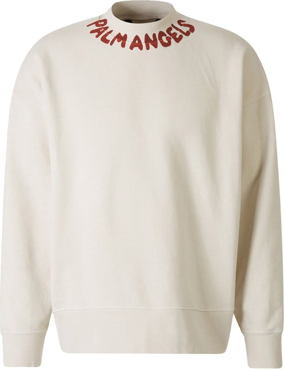 Palm Angels Logo Cotton Sweatshirt Beige