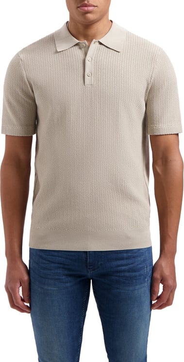 Pure Path Structure Knitwear Polo Beige