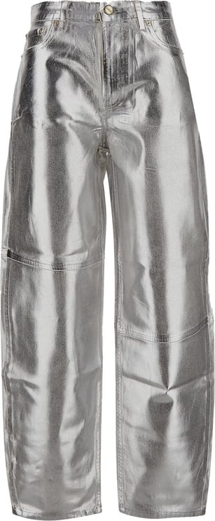 Ganni Metallic Jeans Zilver