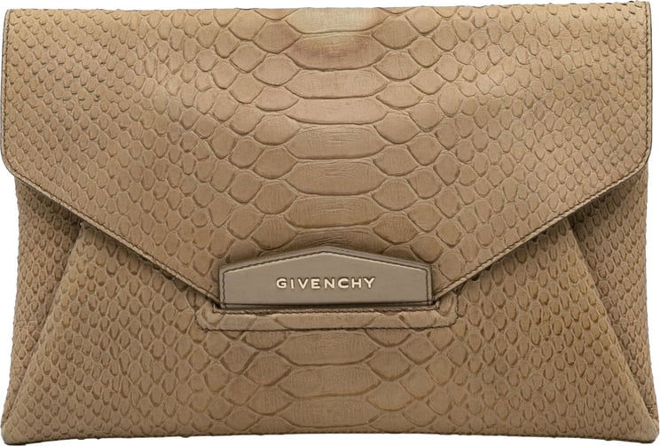 Givenchy Medium Embossed Antigona Envelope Clutch Bag Bruin