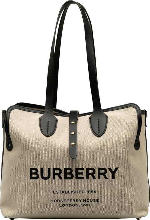Burberry Soft Belt Canvas Tote Bag Bruin