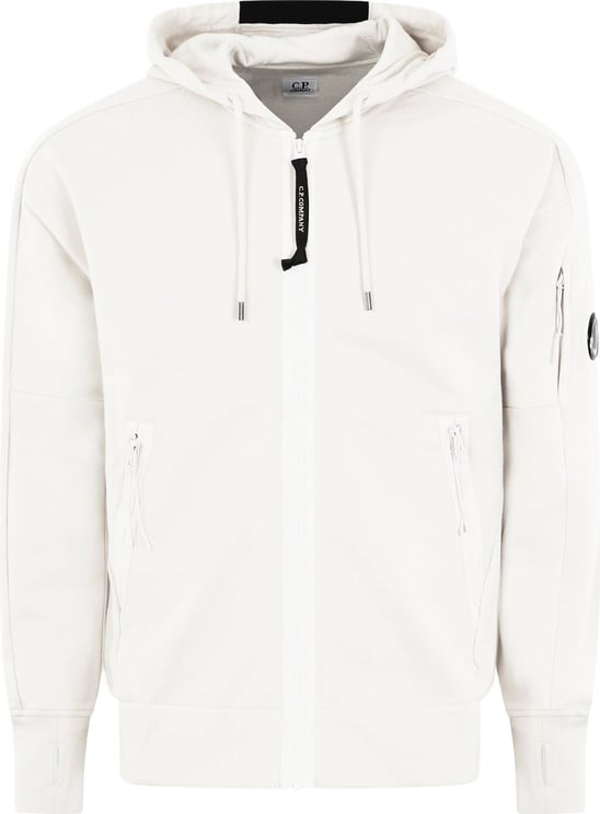 CP Company Heren Zip Up Hooded Sweater Wit Wit