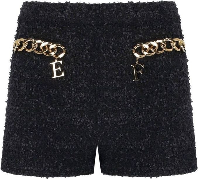 Elisabetta Franchi Black Shorts With Chain Black Zwart