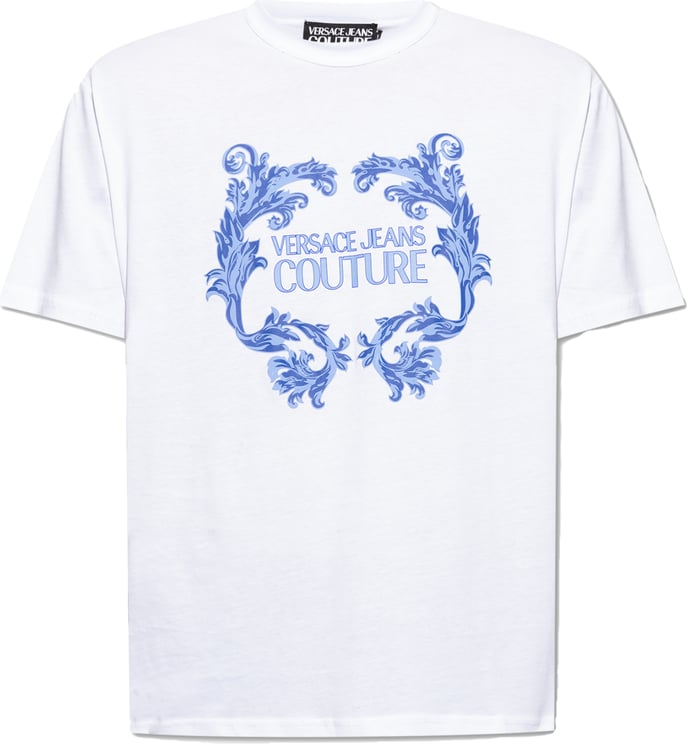 Versace Jeans Couture Versace Jeans Couture Logo Baroque T-Shirt Heren Wit Zwart