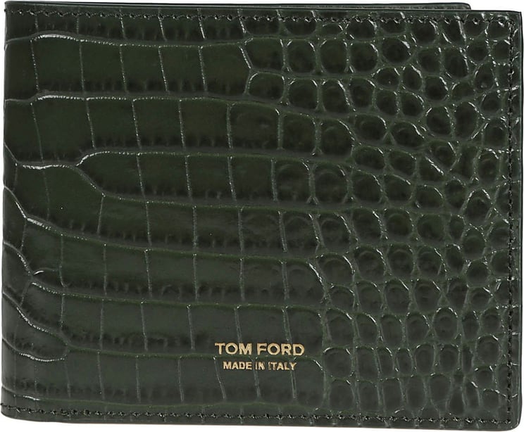 Tom Ford Printed Alligator Classic Bifold Wallet Green Groen
