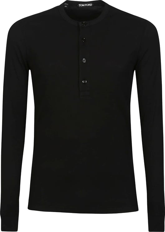 Tom Ford Long Sleeve Henley T-shirt Black Zwart