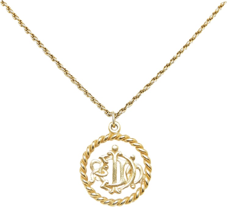 Dior Logo Pendant Necklace Goud