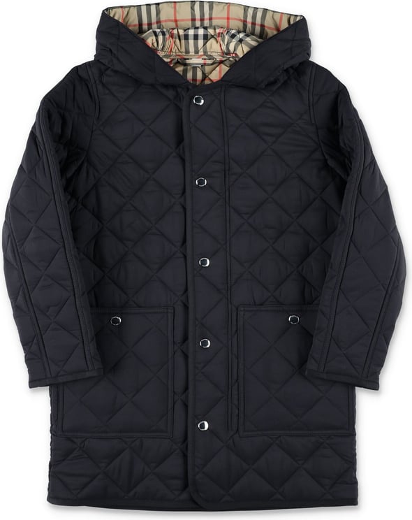 Burberry Diamond quilted nylon hooded coat Zwart