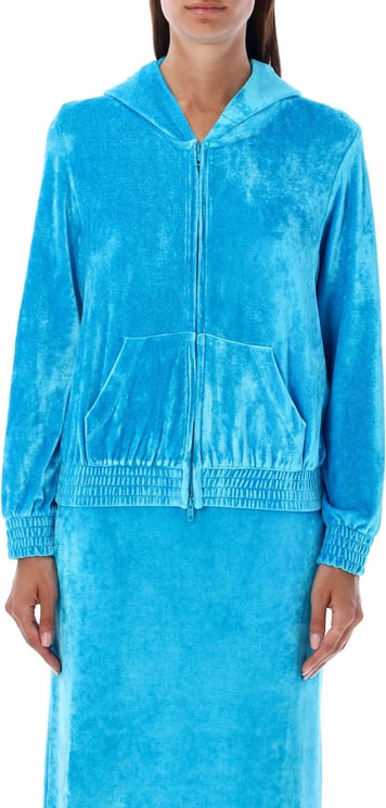 Balenciaga Paris strass zip-up hoodie fitted Blauw