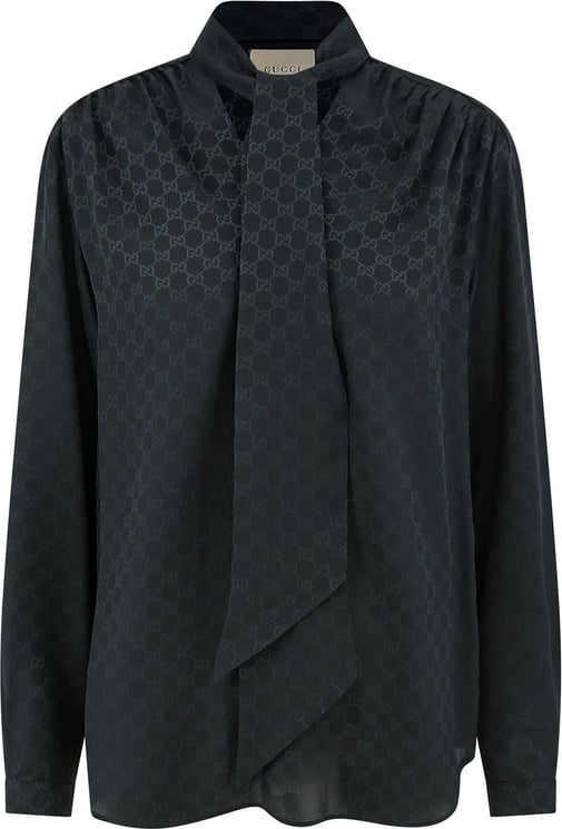 Gucci Silk shirt with all-over GG motif Zwart