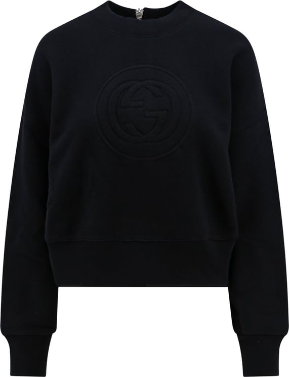 Gucci Cotton sweatshirt with frontal GG logo Zwart