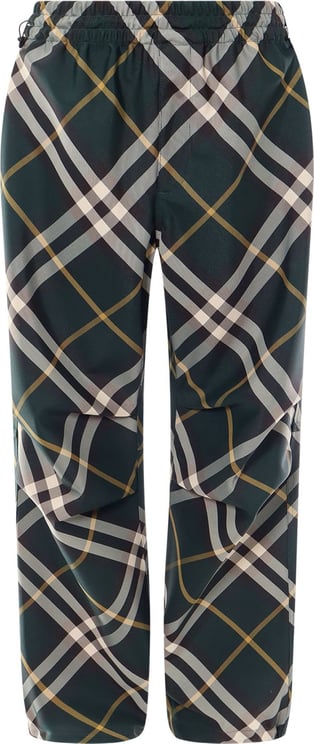 Burberry Nylon trouser with Burberry Check print Groen