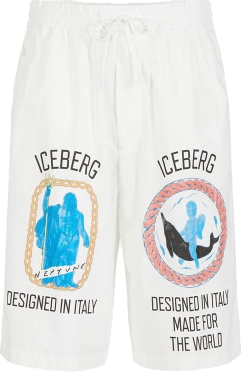 Iceberg Bermuda shorts with Roma print and logo Beige