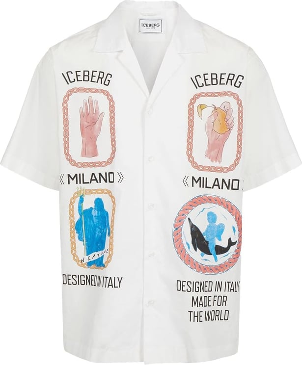Iceberg Shirt with logo and Rome prints Beige