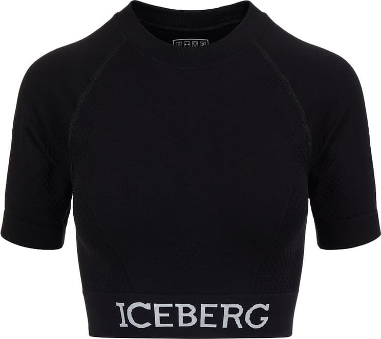 Iceberg Crop top with logo Zwart