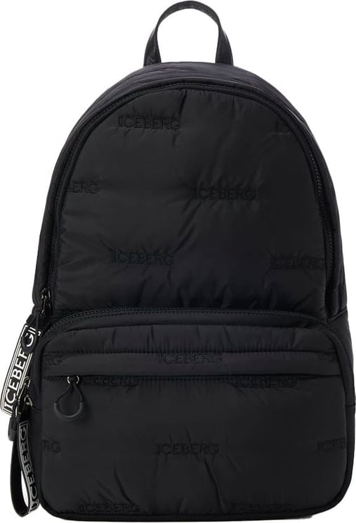 Iceberg Nylon backpack with allover logo Zwart
