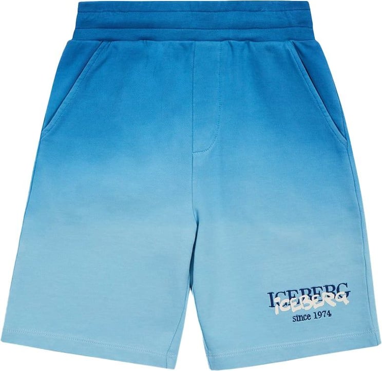 Iceberg Kids - Pantaloncino, modello boxer con fascia elastica in vita, in cotone felpato azzurro cielo sfumato. Il Blauw