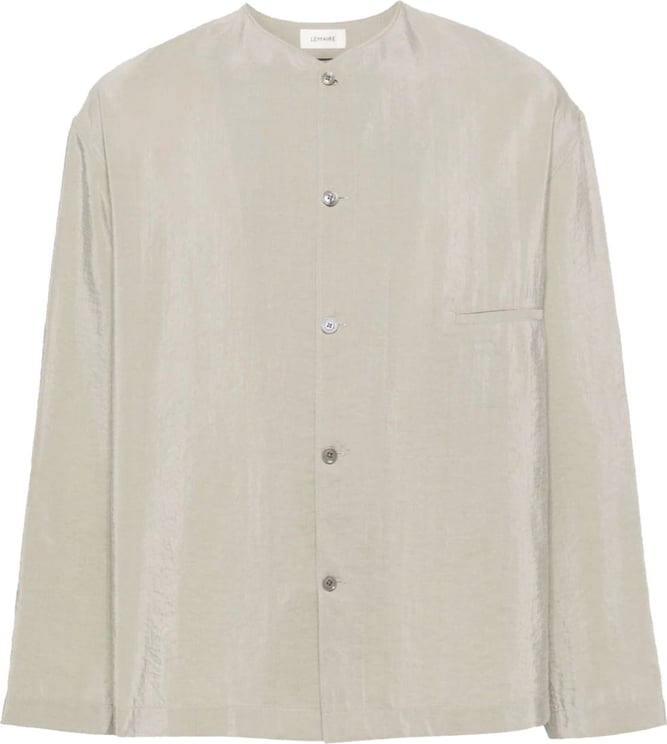 Lemaire Collarless Shirt Light Mist Grey Grijs