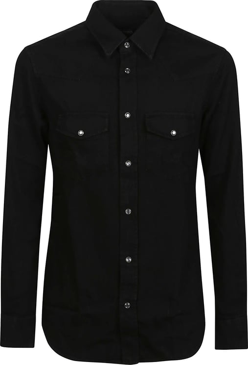 Tom Ford Denim Western Slim Shirt Black Zwart