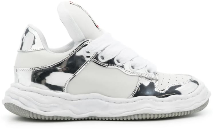 Maison Mihara Yasuhiro Wayne Original Sole Leather Puffer Low Top Sneaker Silver/white Wit