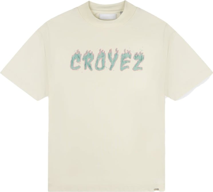 Croyez croyez burning logo t-shirt - buttercream/pink Wit