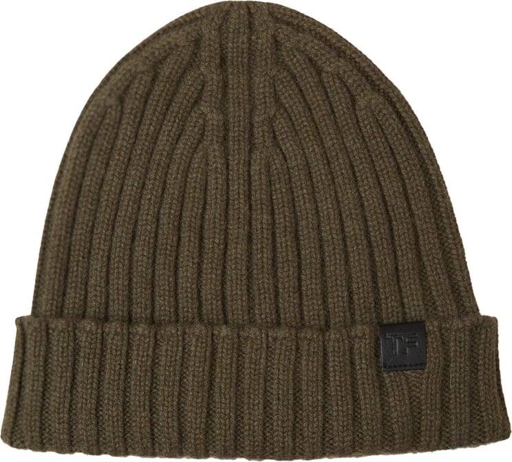 Tom Ford Ribbed Cashmere Beanie Groen