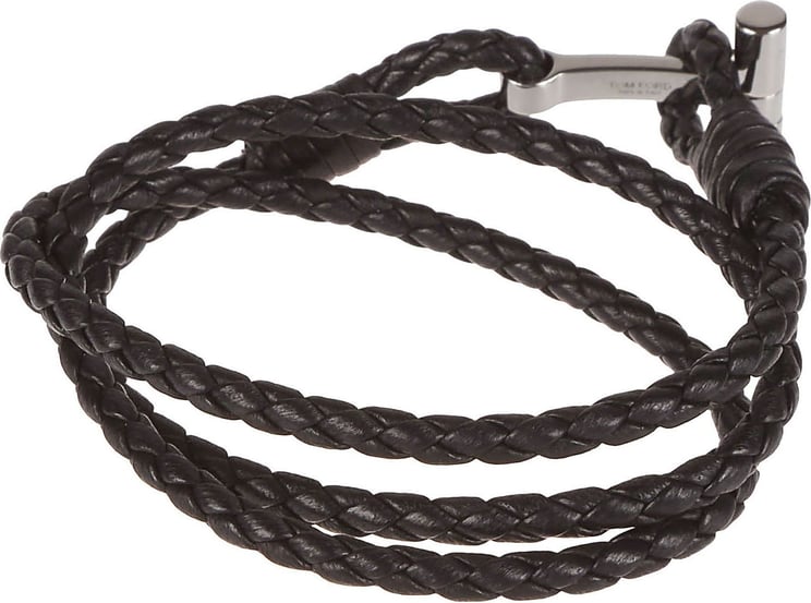 Tom Ford T Wrap Woven Bracelet Black Zwart