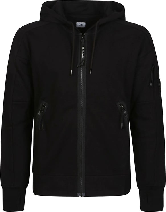CP Company Diagonal Raised Fleece Zipped Sweatshirt Black Zwart