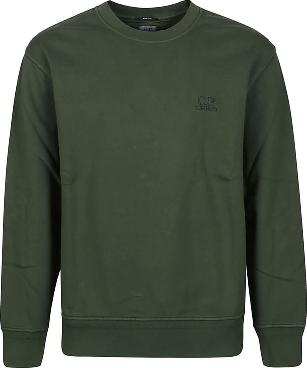 CP Company Diagonal Fleece Logo Sweatshirt Green Groen