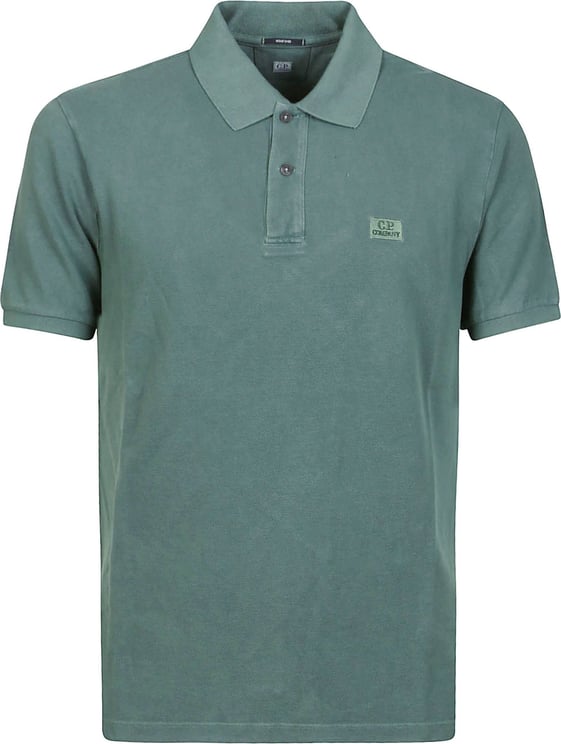 CP Company 24/1 Piquet Resist Dyed Short Sleeve Polo Shirt Green Groen