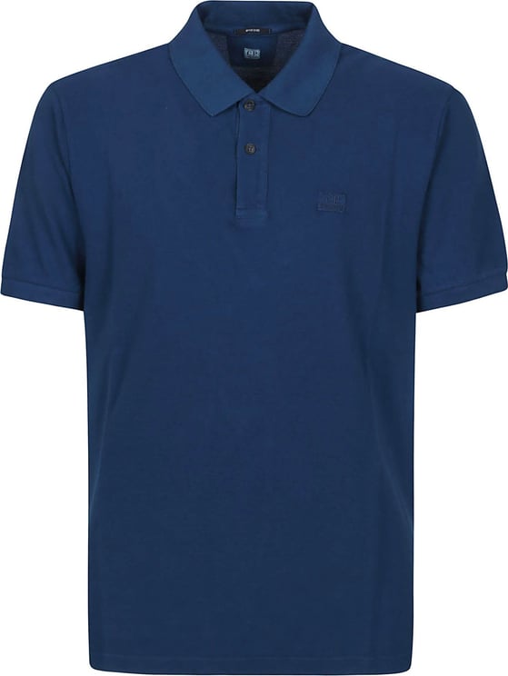 CP Company 24/1 Piquet Resist Dyed Short Sleeve Polo Shirt Blue Blauw