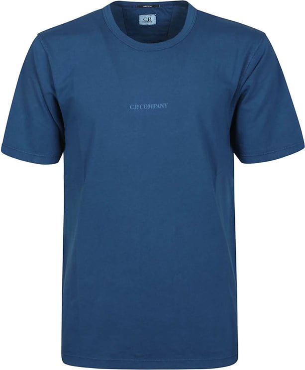 CP Company 24/1 Jersey Resist Dyed Logo T-shirt Blue Blauw