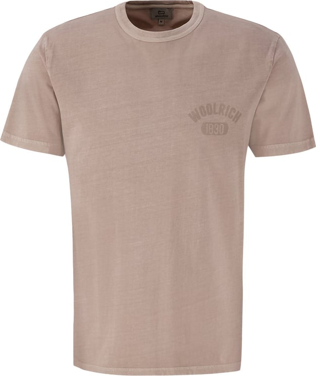 Woolrich Garment dyed logo T-shirt Bruin